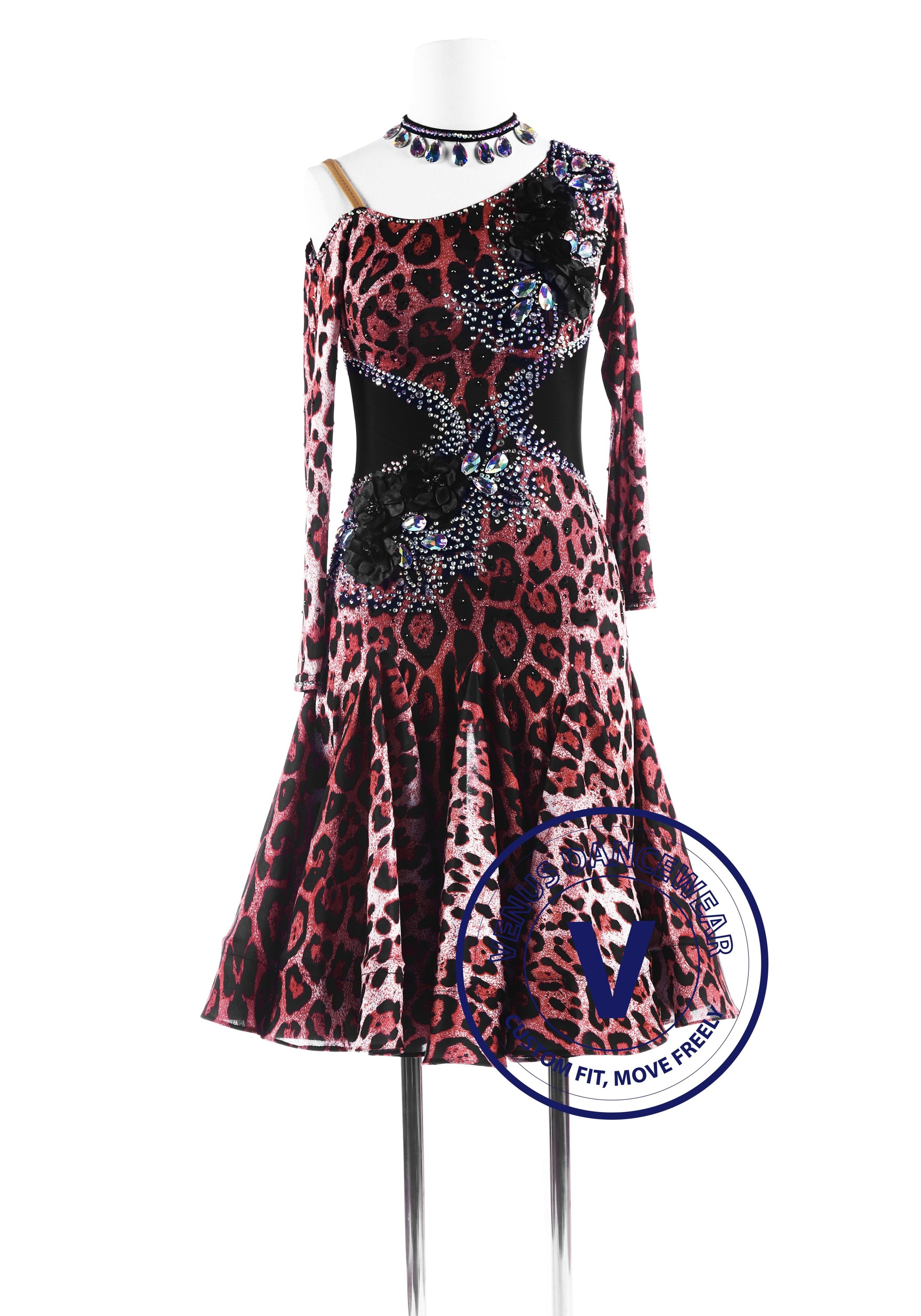 Leopard Print Latin Rhythm Competition Dance Dress