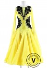 Black Appliques on Yellow Ballroom International Competition Dress