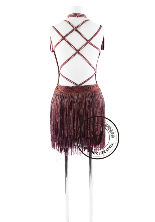 Caramel Fringe Latin Rhythm Competition Dance Dress