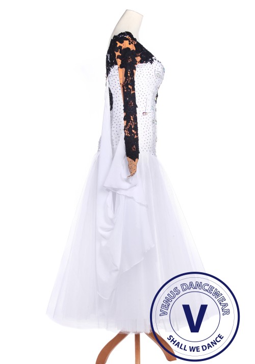 White Lycra Waltz Standard Tango Ballroom Competition Dress