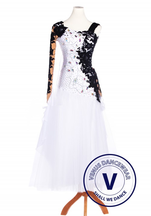 White Lycra Waltz Standard Tango Ballroom Competition Dress
