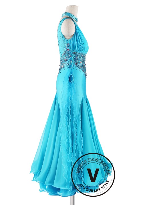 Bright Turquoise Competition Swing Smooth Dance Dress