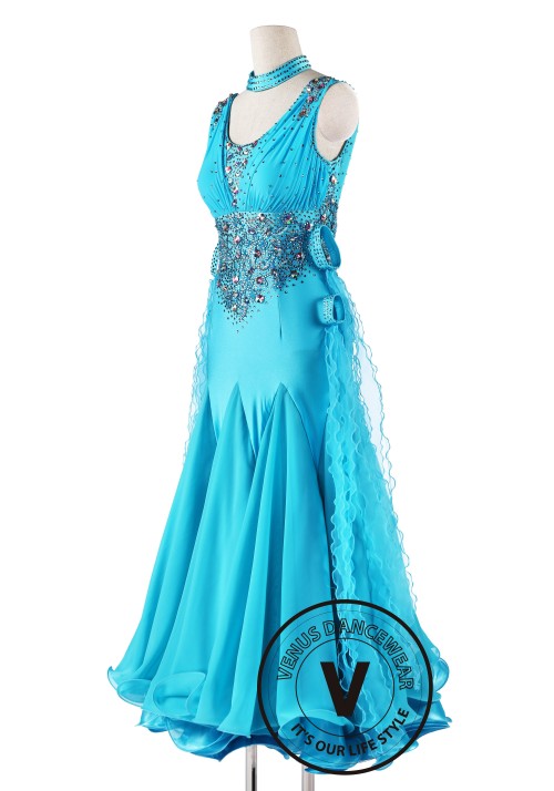 Bright Turquoise Competition Swing Smooth Dance Dress