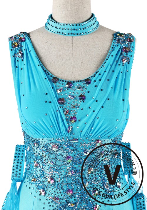 Bright Turquoise Competition Swing Smooth Dance Dress