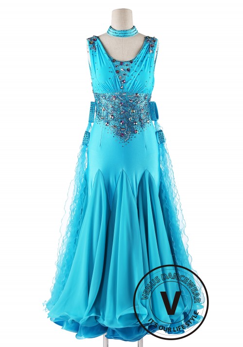 Bright Turquoise Competition Swing Smooth Dance Dress