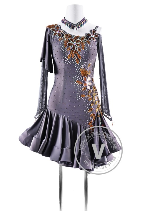 Smoked pearl Latin Rhythm Competition Dance Dress