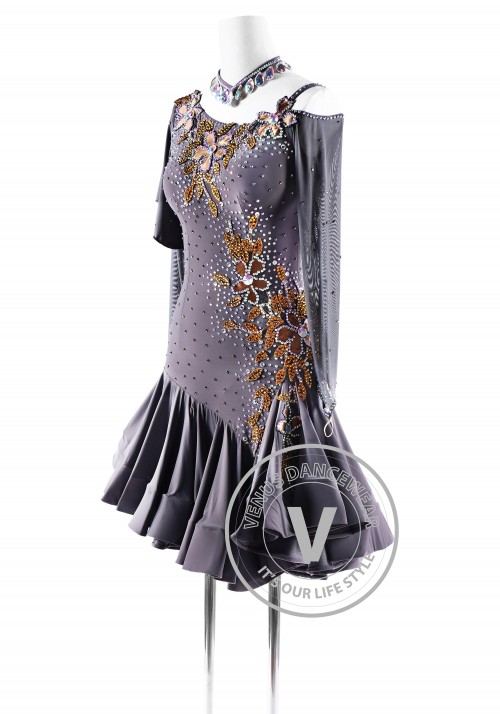 Smoked pearl Latin Rhythm Competition Dance Dress