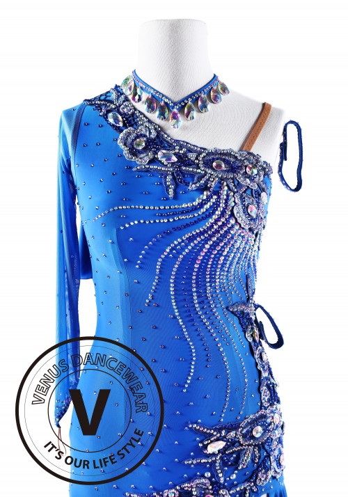 Ondine Blue Latin Rhythm Competition Dance Dress