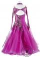 Fuchsia with Ruby Applique Ballroom Competition Dance Dress