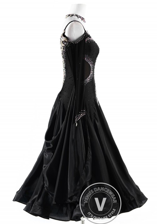 Dark Lady Pearl Silk Ballroom Competition Dance Dress