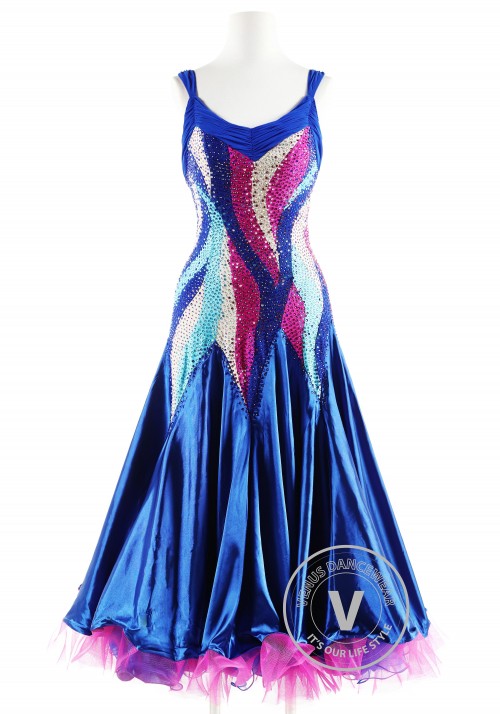 Royal Blue Galaxy Ballroom Competition Dance Dress