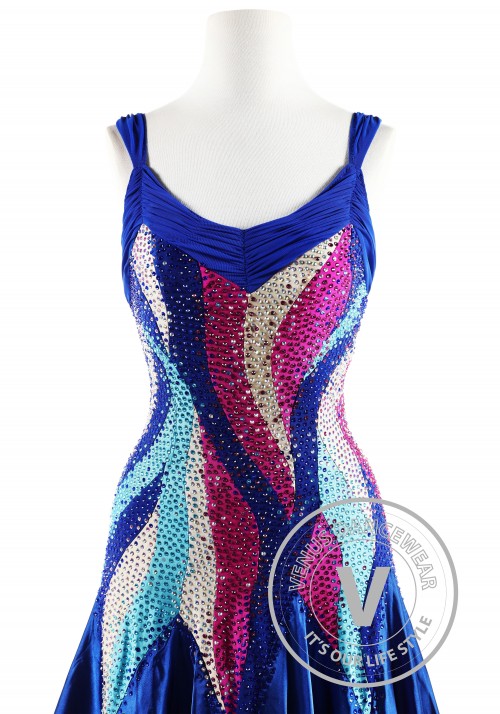 Royal Blue Galaxy Ballroom Competition Dance Dress