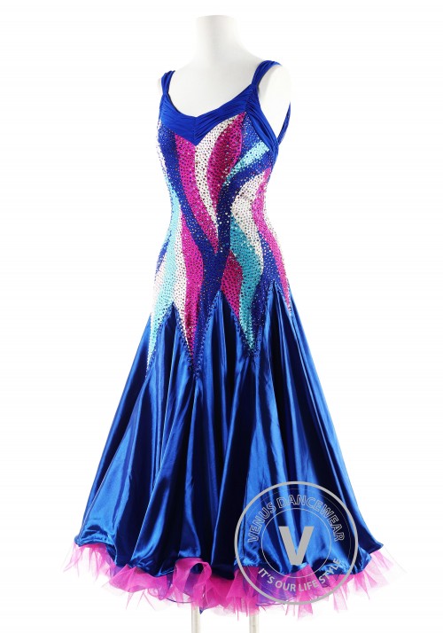 Royal Blue Galaxy Ballroom Competition Dance Dress