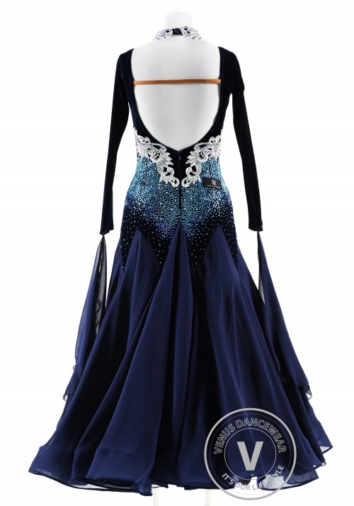 Midnight Sky Velvet Ballroom Competition Dance Dress