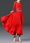 Luxury Crepe Red Stoned Ballroom Smooth Practice Dance Dress