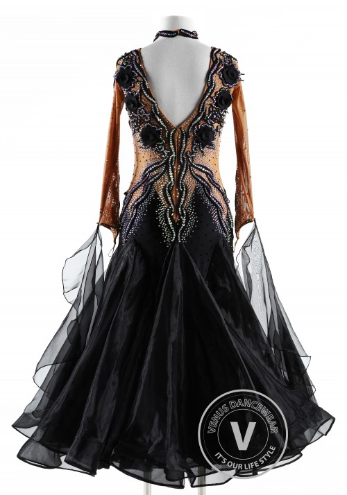 Black Caramel Ballroom Competition Dance Dress