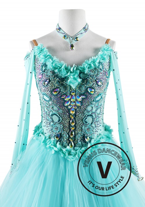 Light Aqua  Ballroom Competition Dance Dress