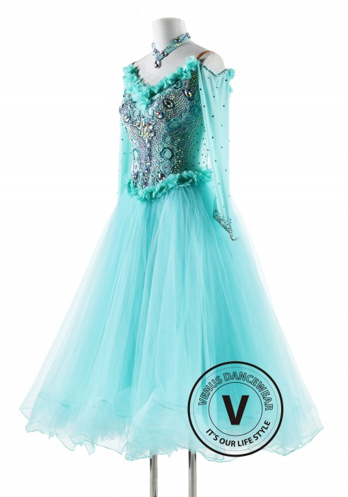 Light Aqua  Ballroom Competition Dance Dress