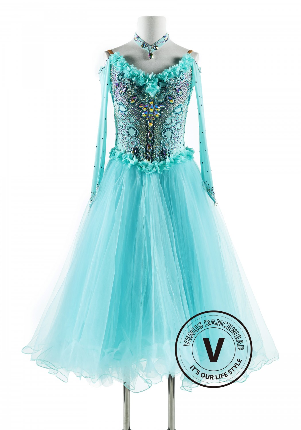 Light Aqua  Ballroom Competition Dance Dress