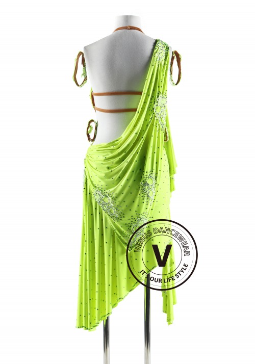 Fluorescent Green Competition Latin Rhythm Dancing Dress