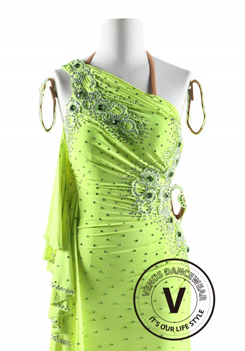 Fluorescent Green Competition Latin Rhythm Dancing Dress