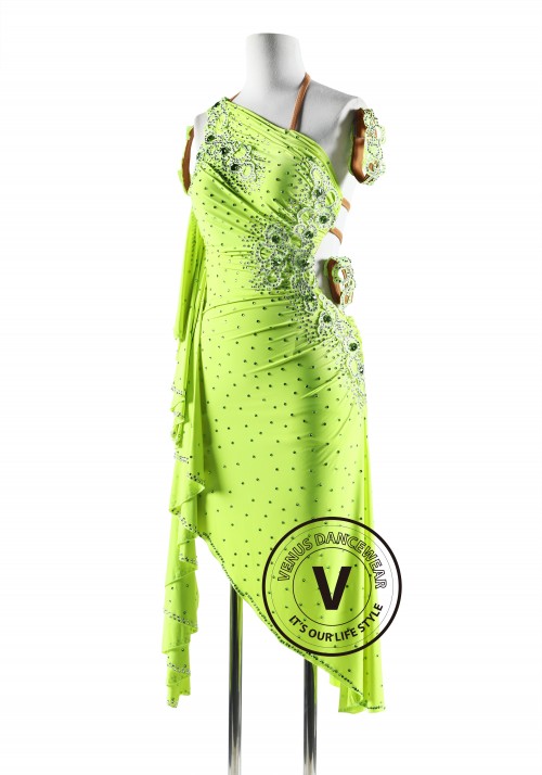 Fluorescent Green Competition Latin Rhythm Dancing Dress