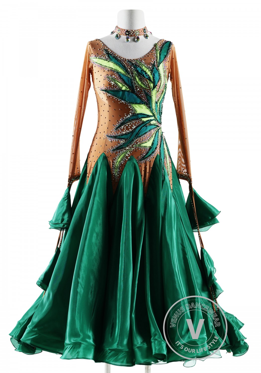 Forest Fairy Ballroom Smooth Competition Dance Dress Gown