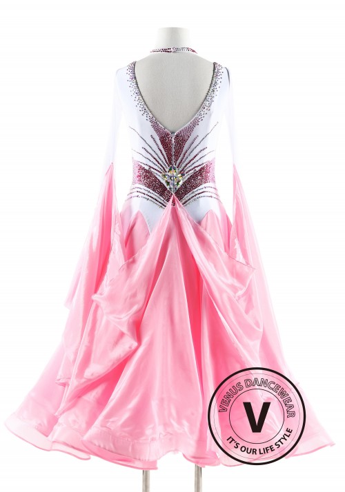 Pink and White Ballroom Smooth Competition Dance Dress