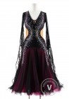 Black gown with crystal Peacock feather Ballroom Smooth Competition Dance Dress