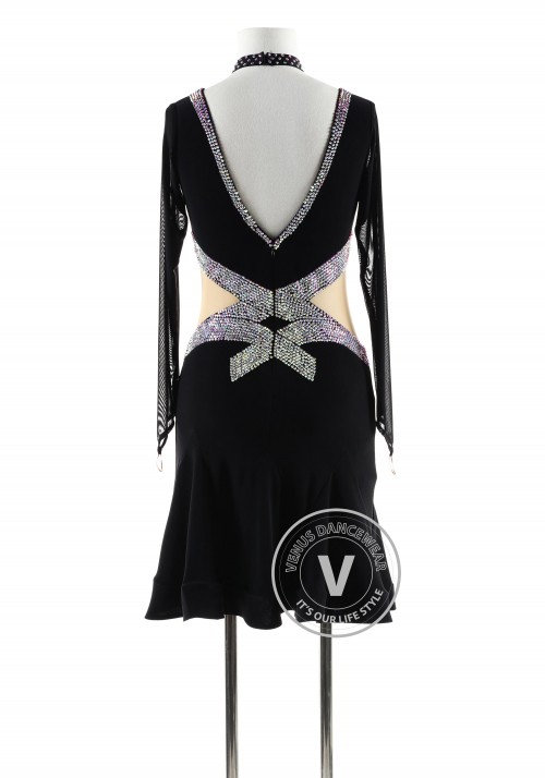 Black with beading belt Latin Rhythm Competition Dance Dress