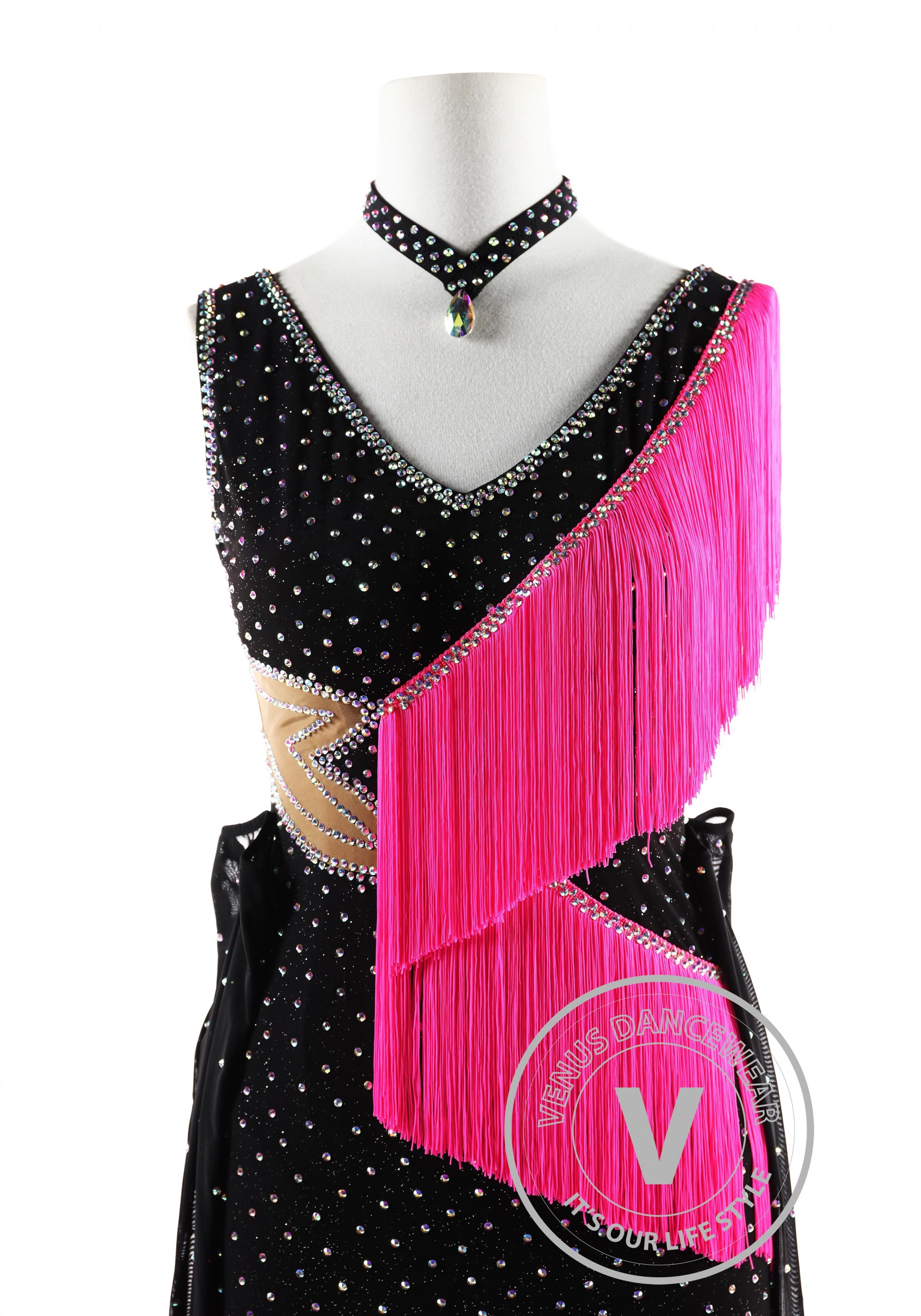 pink black dress