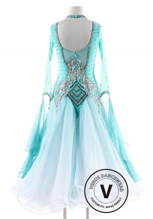 Pearls on the Spring Leaves Ballroom Smooth Competition Dance Dress