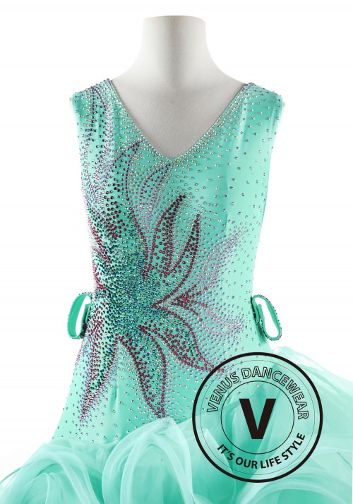 Green Apple color Latin Rhythm Competition Dance Dress