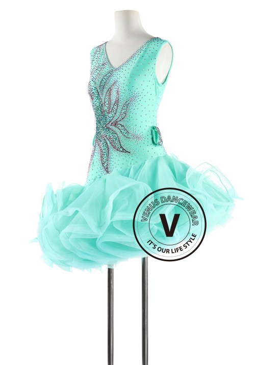 Green Apple color Latin Rhythm Competition Dance Dress