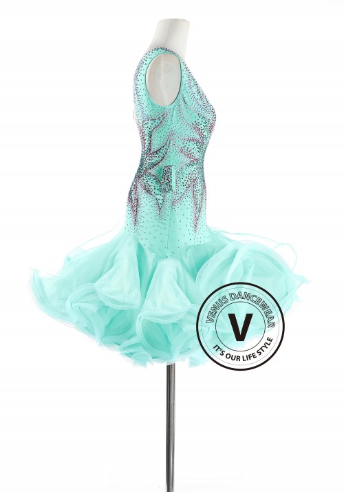 Green Apple color Latin Rhythm Competition Dance Dress