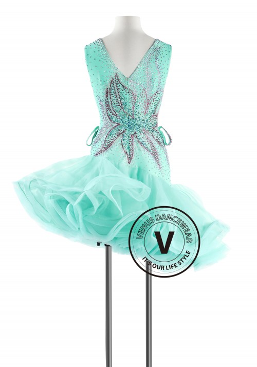 Green Apple color Latin Rhythm Competition Dance Dress