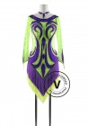 Neon Green and Purple Fringe Latin Rhythm Competition Dance Dress