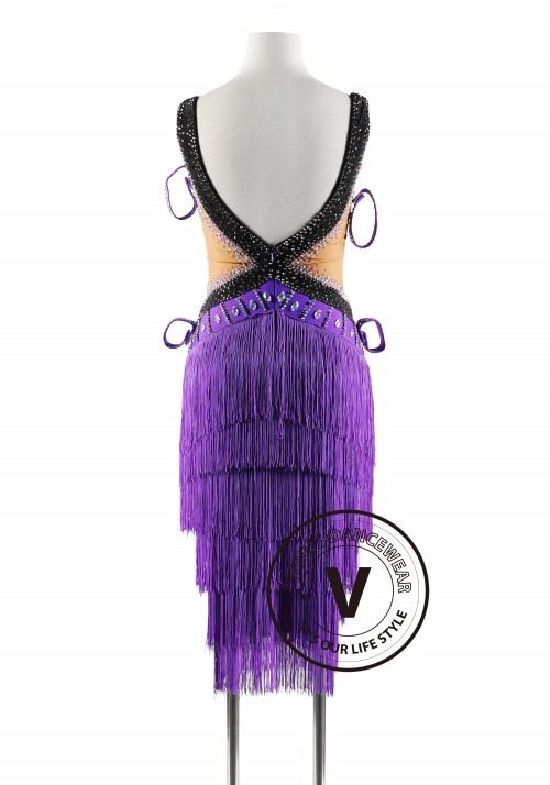 Royal Purple Fring Latin Rhythm Competition Dance Dress