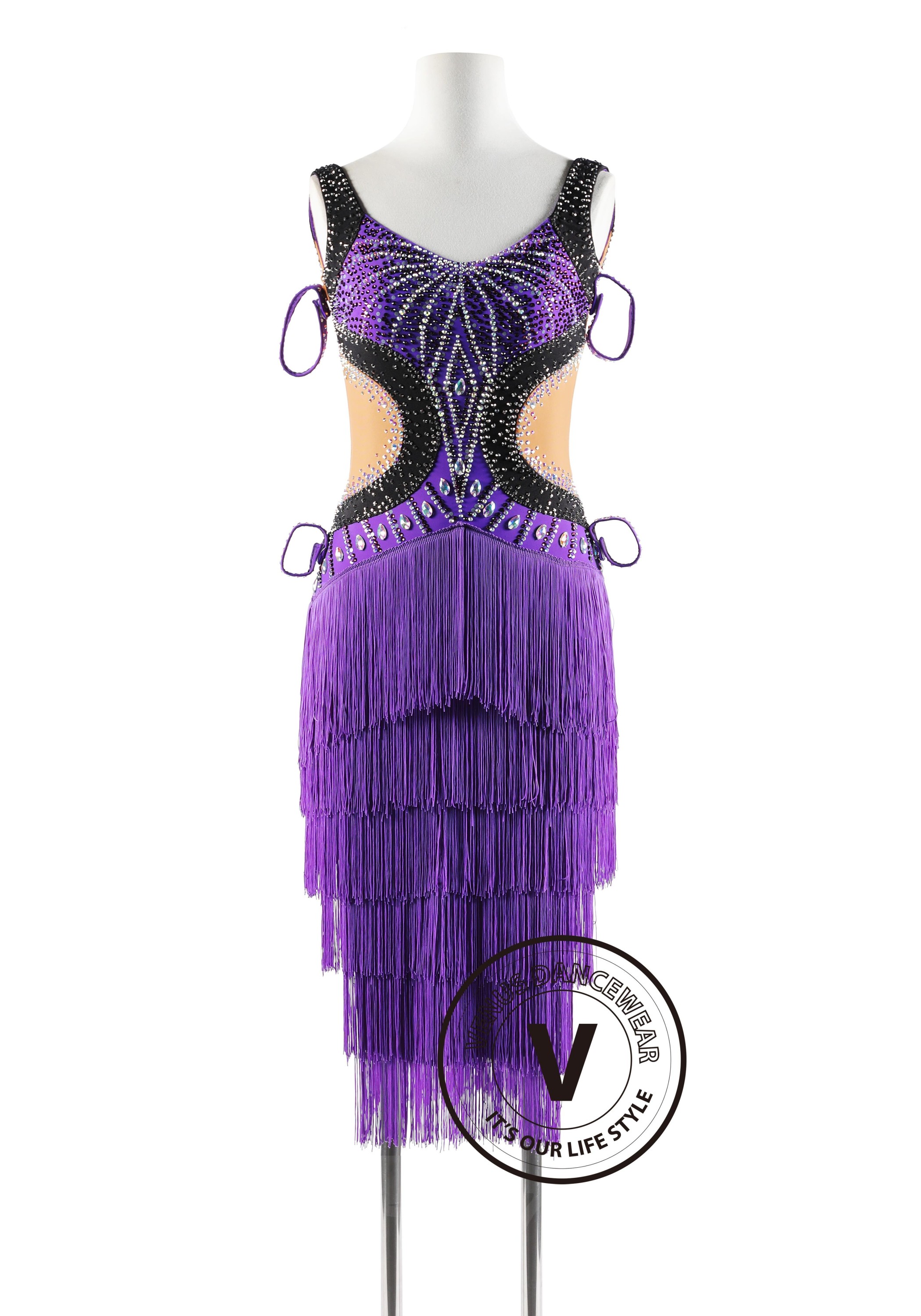 Royal Purple Fring Latin Rhythm Competition Dance Dress