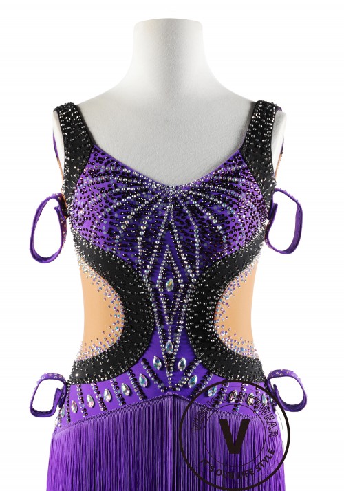 Royal Purple Fring Latin Rhythm Competition Dance Dress