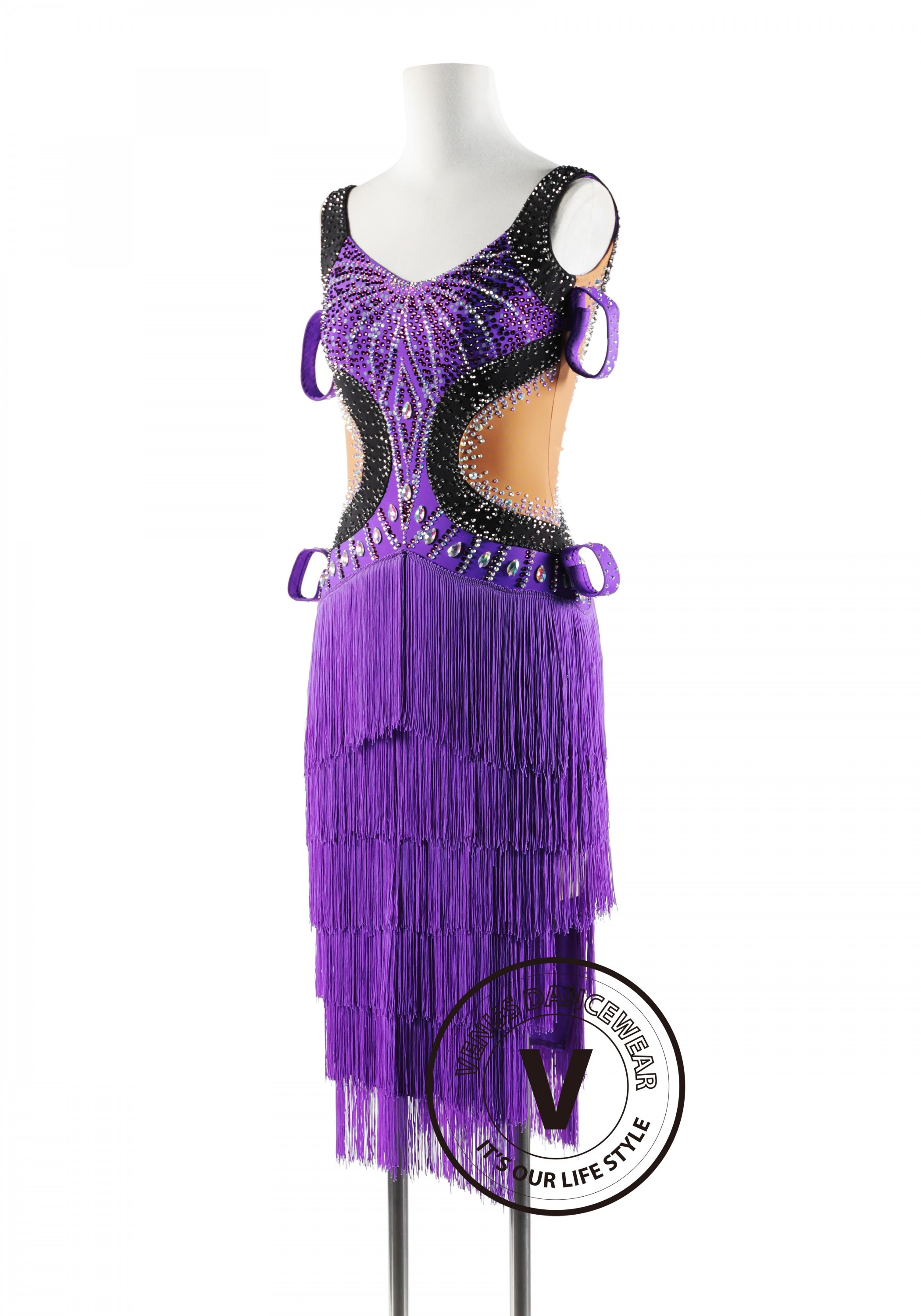 Royal Purple Fring Latin Rhythm Competition Dance Dress