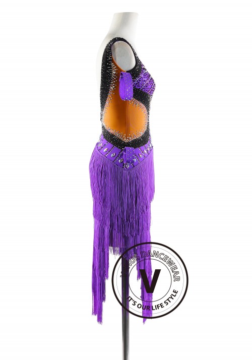 Royal Purple Fring Latin Rhythm Competition Dance Dress