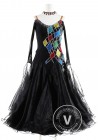 Black with colorful Geometric Ballroom Smooth Competition Dance Dress