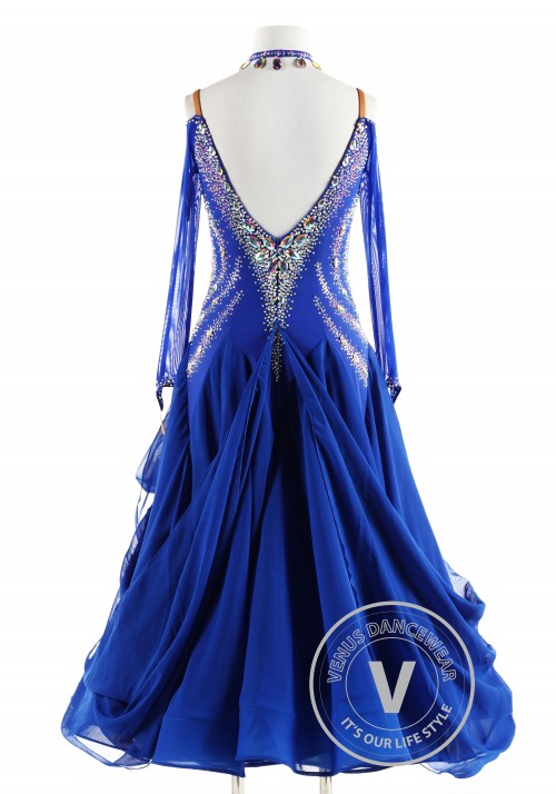 Royal Ocean Blue Ballroom Smooth Competition Dance Dress