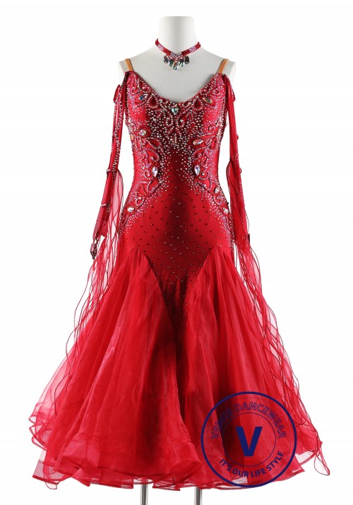Blood red Ballroom Smooth Competition Dance Dress