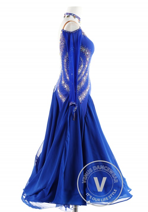 Royal Ocean Blue Ballroom Smooth Competition Dance Dress