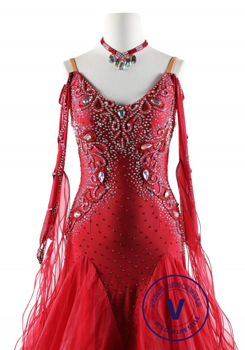 Blood red Ballroom Smooth Competition Dance Dress