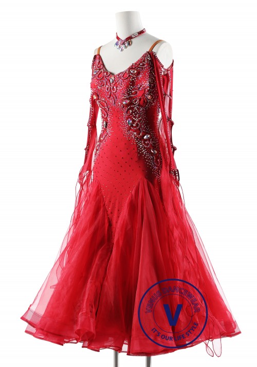 Blood red Ballroom Smooth Competition Dance Dress