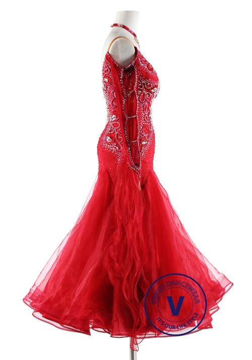 Blood red Ballroom Smooth Competition Dance Dress