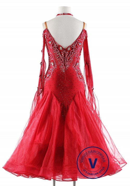 Blood red Ballroom Smooth Competition Dance Dress